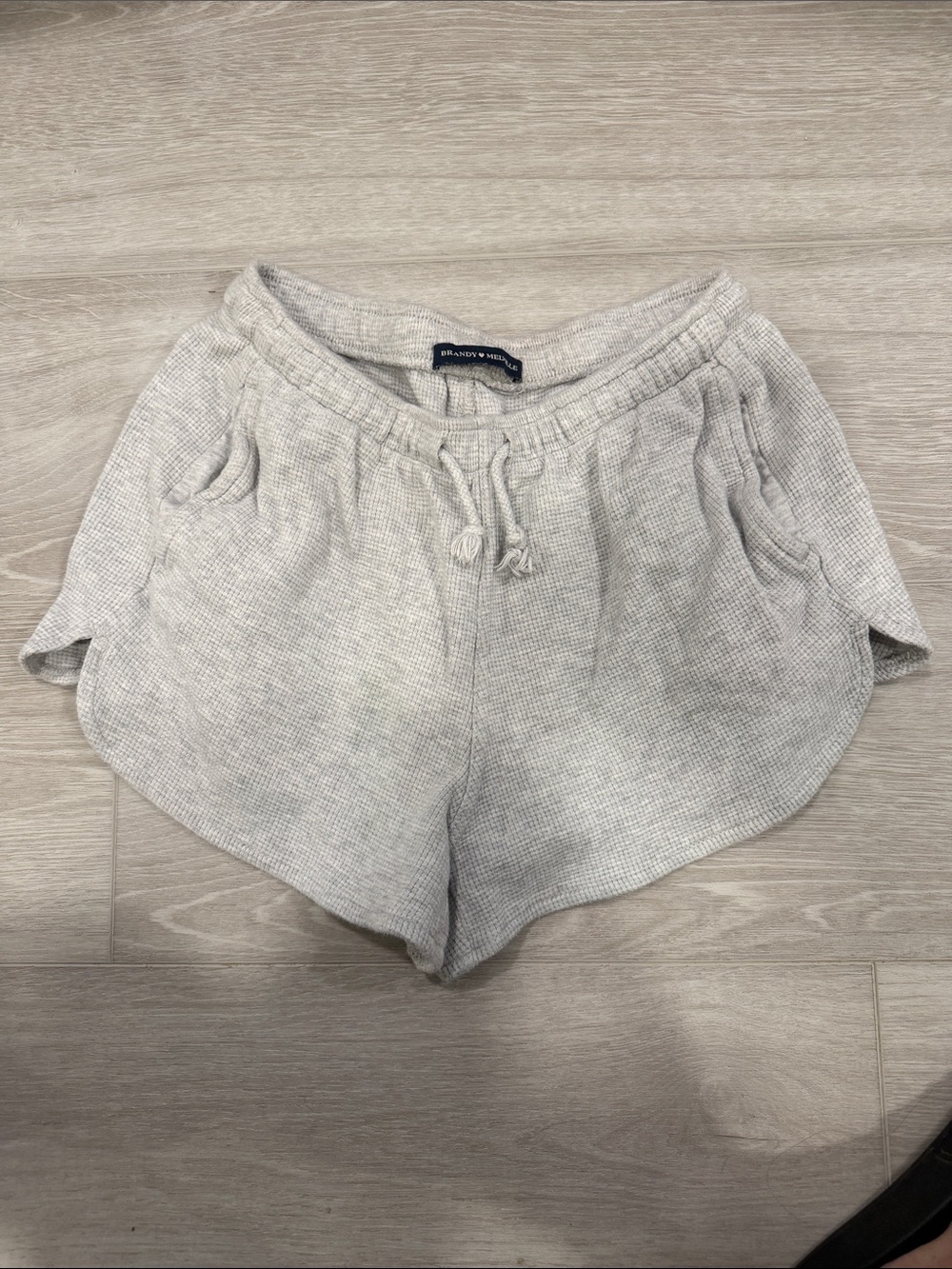 Brandy Melville Light Gray Waffle Knit Athletic Lounge Shorts women one size fit